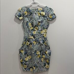 Closet Floral Mini Dress in Light Blue and Yellow